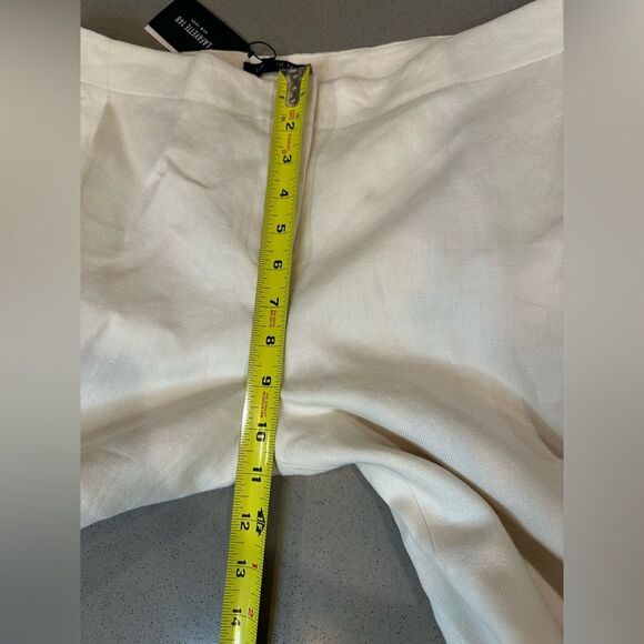BRAND NEW WITH TAG! Lafayette 148 New York Cream Raffia Linen Women Pants Size 4 - Picture 4 of 10